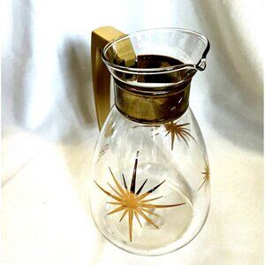 Corning Ware Coffee Carafe Atomic Age Gold Starburst USA 8 cups MCM VTG / NO LID